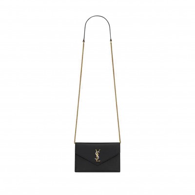 YSL CASSANDRE ENVELOPE CHAIN WALLET IN SMOOTH LEATHER 743050AAB4K1025 (19*12.5*3.5cm)