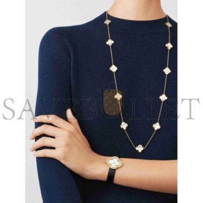 VAN CLEEF ARPELS PURE ALHAMBRA LONG NECKLACE, 14 MOTIFS - YELLOW GOLD, MOTHER-OF-PEARL  VCARA39900