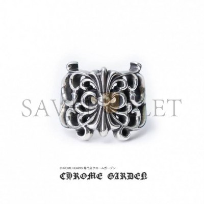 CHROME HEARTS BUTTERFLY FLORAL CROSS RING