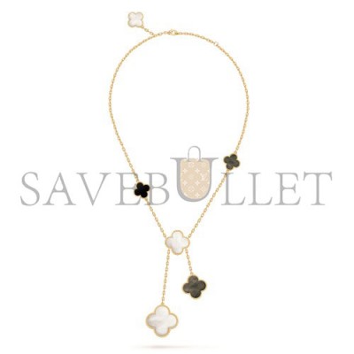 VAN CLEEF ARPELS MAGIC ALHAMBRA NECKLACE, 6 MOTIFS - YELLOW GOLD, MOTHER-OF-PEARL, ONYX  VCARD79200