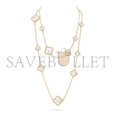 VAN CLEEF ARPELS MAGIC ALHAMBRA LONG NECKLACE, 16 MOTIFS - YELLOW GOLD, MOTHER-OF-PEARL  VCARD79300