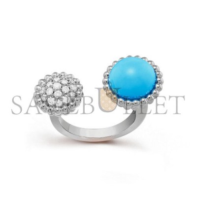 VAN CLEEF ARPELS PERLÉE COULEURS BETWEEN THE FINGER RING - WHITE GOLD, DIAMOND, TURQUOISE  VCARO9SW00