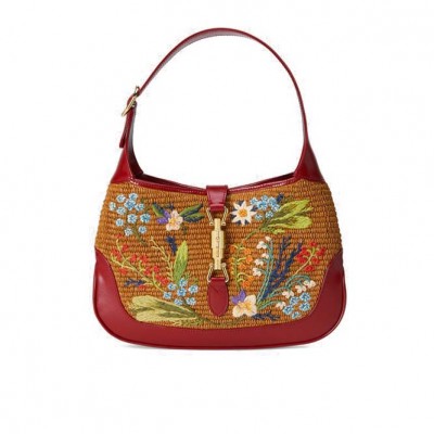 GUCCI JACKIE 1961 SMALL EMBROIDERED BAG 636706 2SXDG 9591  (39*31*4.5cm)