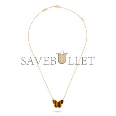 VAN CLEEF  ARPELS LUCKY ALHAMBRA BUTTERFLY PENDANT - YELLOW GOLD, TIGER EYE VCARD98500