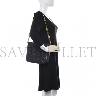 CHANEL CAVIAR QUILTED TWIST YOUR BUTTONS HOBO BLACK GOLD HARDWARE (23*21*6cm)