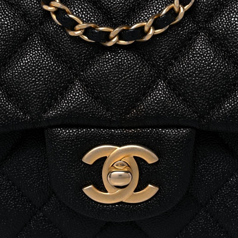 CHANEL CAVIAR QUILTED MINI TOP HANDLE RECTANGULAR FLAP BLACK GOLD HARDWARE (20*12*7cm)