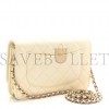 CHANEL CAVIAR QUILTED WALLET ON CHAIN WOC WHITE ROSE GOLD HARDWARE (19*12*4cm)