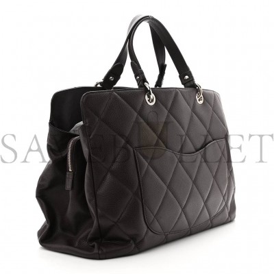 CHANEL CAVIAR QUILTED XL TIMELESS CC SOFT TOTE DARK BROWN (33*20*13cm)