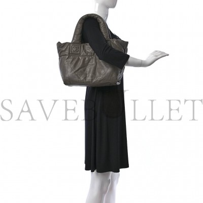 CHANEL LAMBSKIN QUILTED SMALL COCO COCOON REVERSIBLE TOTE GREY BURGUNDY (30*22*18cm)