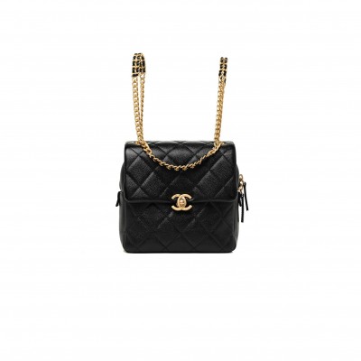 CHANEL CAVIAR QUILTED MULTI CHAIN BACKPACK BLACK (18*18*6cm)