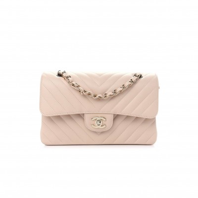 CHANEL CAVIAR CHEVRON QUILTED SMALL DOUBLE FLAP BEIGE ROSE GOLD HARDWARE (23*15*6cm)
