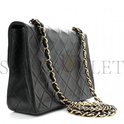 CHANEL LAMBSKIN QUILTED SMALL SINGLE FLAP BAG BLACK GOLD HARDWARE (20*15*6cm)