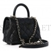 CHANEL CAVIAR QUILTED EXTRA MINI COCO HANDLE FLAP BLACK SILVER HARDWARE (18*13*9cm)