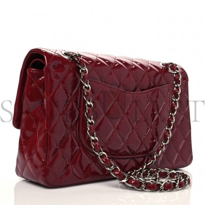 CHANEL PATENT CALFSKIN QUILTED MEDIUM DOUBLE FLAP DARK RED ROSE GOLD HARDWARE (25*15*6cm)
