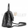 CHANEL SMALL COCO HANDLE FLAP BAG SO BLACK CALFSKIN BLACK HARDWARE (23*15*10cm)