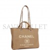 CHANEL SMALL DEAUVILLE SHOPPING BAG BEIGE BOUCLE LIGHT GOLD HARDWARE (34*27*15cm)