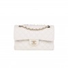 CHANEL SMALL CLASSIC DOUBLE FLAP WHITE CAVIAR LIGHT GOLD HARDWARE (23*13*6cm)