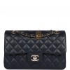 CHANEL SMALL CLASSIC DOUBLE FLAP NAVY LAMBSKIN LIGHT GOLD HARDWARE (23*13*6cm)