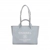 CHANEL SMALL DEAUVILLE SHOPPING BAG BLUE BOUCLE SILVER HARDWARE (34*27*15cm)