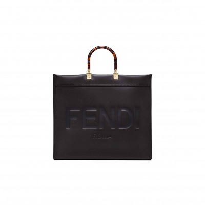 FENDI LARGE FENDI SUNSHINE - BLACK LEATHER SHOPPER 8BH372ABVLF0KUR (40.5*35*21.5cm)
