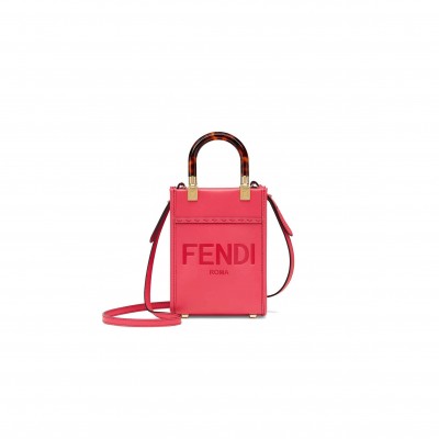 FENDI MINI SUNSHINE SHOPPER - FUCHSIA LEATHER MINI BAG 8BS051ABVLF1HB7 (18*13*6.5cm)
