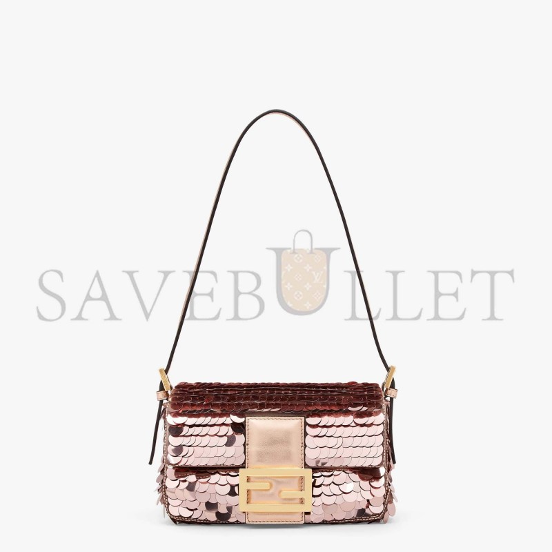 FENDI MINI BAGUETTE 1997 - PINK LEATHER AND SEQUINNED BAG 8BS049AISLF1H37 (19.5*11*5cm)