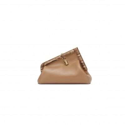 FENDI FIRST SMALL - BEIGE LEATHER BAG WITH EXOTIC DETAILS 8BP129AGWRF1GEM (26*18*9.5cm)