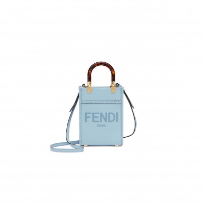 FENDI MINI SUNSHINE SHOPPER - LIGHT BLUE LEATHER MINI BAG 8BS051ABVLF1993 (18*13*6.5cm)