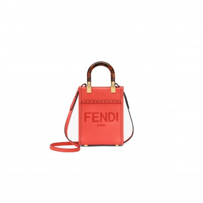 FENDI MINI SUNSHINE SHOPPER - RED LEATHER MINI-BAG 8BS051ABVLF0H6C (18*13*6.5cm)