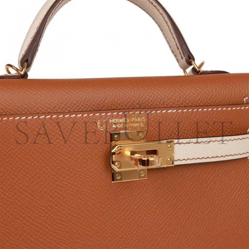 HERMES SPECIAL ORDER (HSS) KELLY MINI SELLIER 20 GOLD AND CRAIE EPSOM GOLD HARDWARE (19.1*11.4*5.6cm)