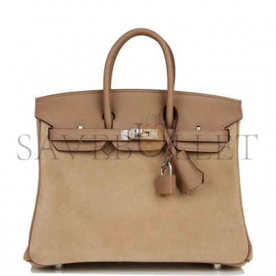 HERMES BIRKIN 25 GRIS CAILLOU GRIZZLY AND SWIFT PALLADIUM HARDWARE HANDMADE (25cm)