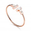 TIFFANY T WIRE BRACELET IN ROSE GOLD WITH MOTHER-OF-PEARL, WIDE