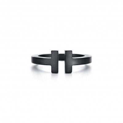 TIFFANY T SQUARE RING IN BLACK-COATED STEEL
