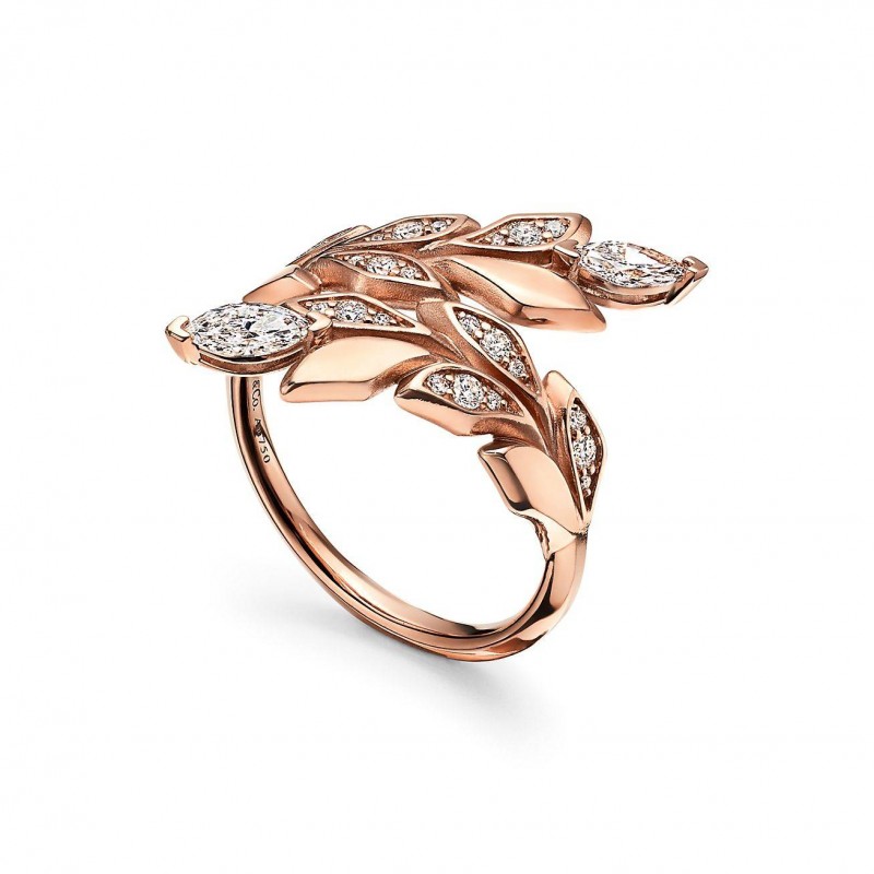 TIFFANY VICTORIA® VINE BYPASS RING IN ROSE GOLD WITH DIAMONDS