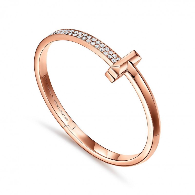 TIFFANY T T1 HINGED BANGLE IN ROSE GOLD, WIDE