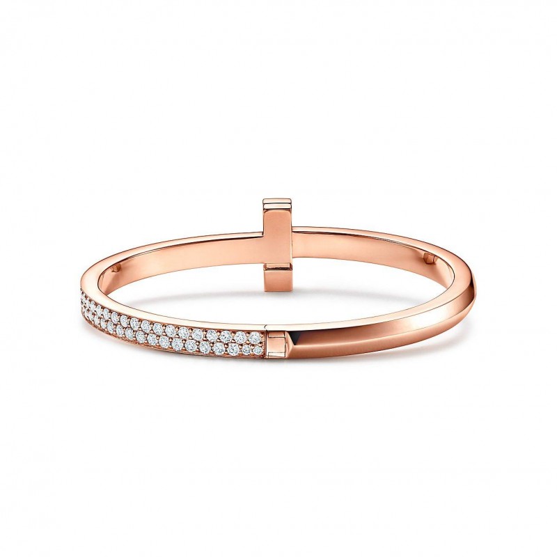 TIFFANY T T1 HINGED BANGLE IN ROSE GOLD, WIDE