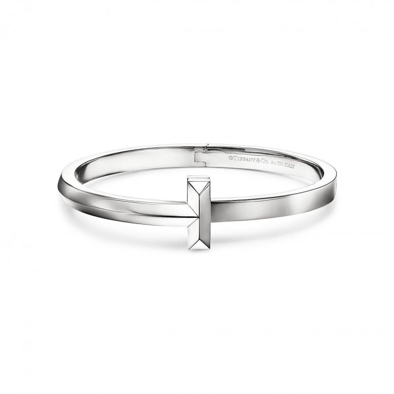 TIFFANY T T1 HINGED BANGLE IN WHITE GOLD, WIDE