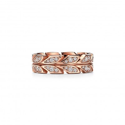 TIFFANY VICTORIA® VINE BAND RING IN ROSE GOLD WITH DIAMONDS, 6 MM WIDE