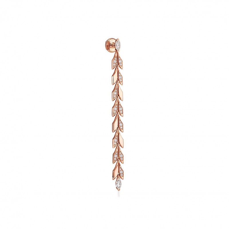 TIFFANY VICTORIA® VINE DROP EARRINGS IN ROSE GOLD WITH DIAMONDS