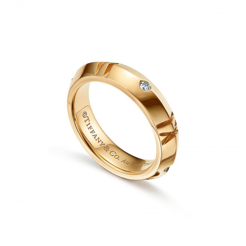 TIFFANY&CO. ATLAS® X CLOSED NARROW RING IN YELLOW GOLD WITH DIAMONDS, 4.5 MM WIDE 67786602 