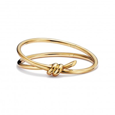 TIFFANY KNOT DOUBLE ROW HINGED BANGLE IN YELLOW GOLD