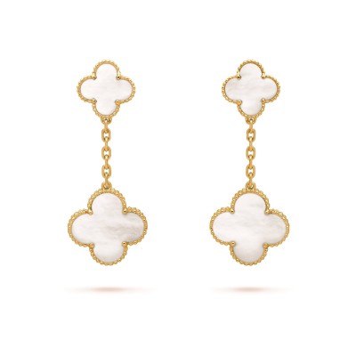 VAN CLEEF  ARPELS MAGIC ALHAMBRA EARRINGS, 2 MOTIFS - YELLOW GOLD, MOTHER-OF-PEARL  VCARD78800