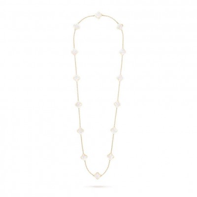 VAN CLEEF ARPELS PURE ALHAMBRA LONG NECKLACE, 14 MOTIFS - YELLOW GOLD, MOTHER-OF-PEARL  VCARA39900