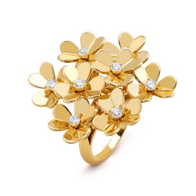 VAN CLEEF ARPELS FRIVOLE RING, 8 FLOWERS - YELLOW GOLD, DIAMOND  VCARB67700