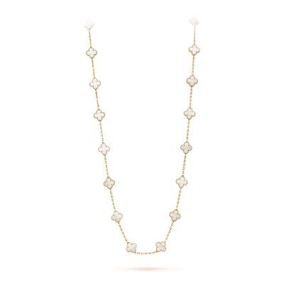 VAN CLEEF ARPELS VINTAGE ALHAMBRA LONG NECKLACE, 20 MOTIFS - YELLOW GOLD, MOTHER-OF-PEARL  VCARA42100