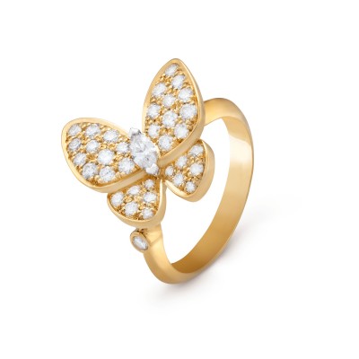 VAN CLEEF ARPELS TWO BUTTERFLY RING - YELLOW GOLD, DIAMOND  VCARP3DQ00