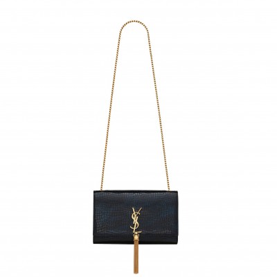 YSL KATE MEDIUM CHAIN BAG WITH TASSEL IN SHINY CROCODILE-EMBOSSED LEATHER 354119AAAY14083 (24*14.5*5.5cm)
