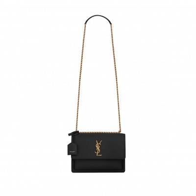 YSL SUNSET MEDIUM CHAIN BAG IN SMOOTH LEATHER 442906D420W1000 (22*16*6.5cm)