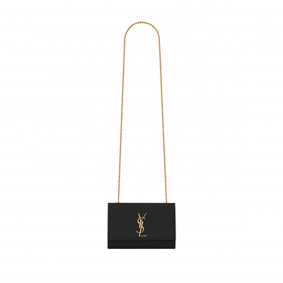 YSL KATE SMALL CHAIN BAG IN GRAIN DE POUDRE EMBOSSED LEATHER 469390BOW0J1000 (20*12.5*5cm)
