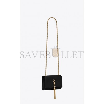 YSL KATE SMALL CHAIN BAG WITH TASSEL IN GRAIN DE POUDRE EMBOSSED LEATHER 474366BOW0J1000 (20*12.5*5cm)